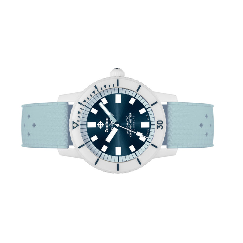 Zodiac Super Seawolf Ceramic COSC Automatic Dive Watch with Blue Dial #ZO9590 side