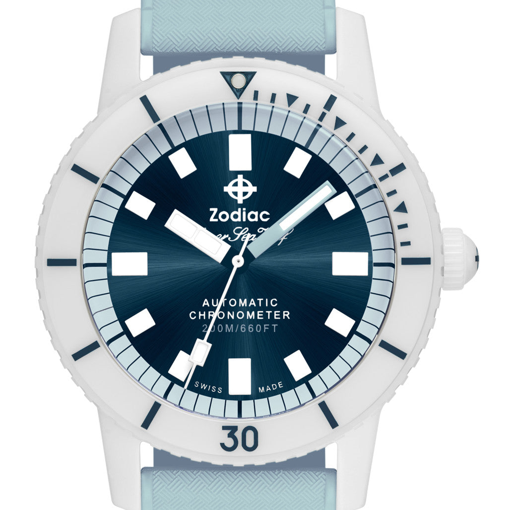 妖精のブランコウォーターブルー Zodiac Super Seawolf Ceramic COSC Automatic Dive Watch with Blue