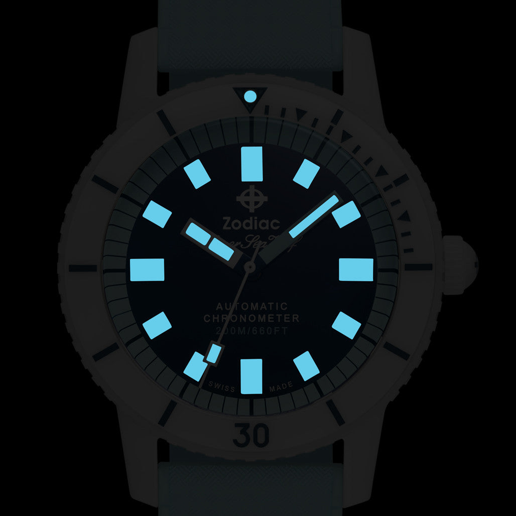 Zodiac Super Seawolf Ceramic COSC Automatic Dive Watch with Blue