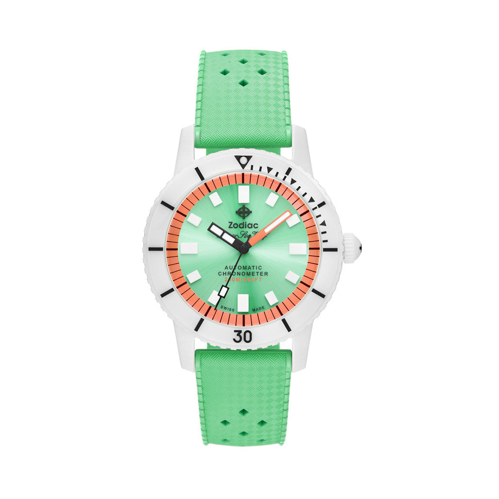 Zodiac Super Seawolf Ceramic COSC Automatic Dive Watch with Green