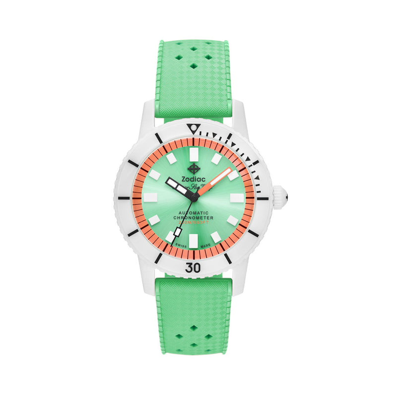 Zodiac Super Seawolf Ceramic COSC Automatic Dive Watch with Green Dial #ZO9592