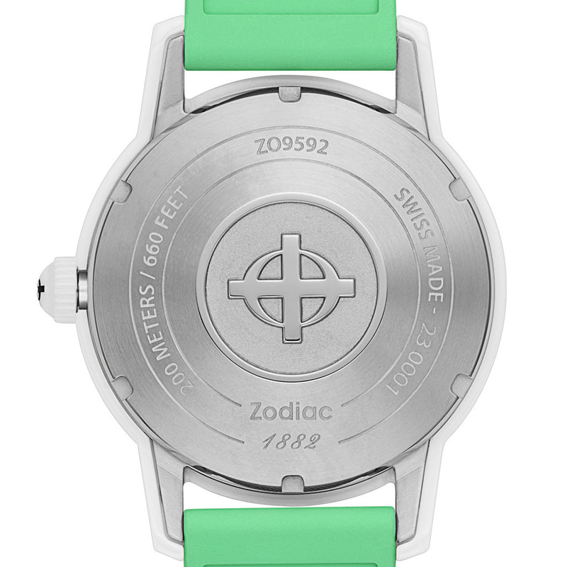 Zodiac Super Seawolf Ceramic COSC Automatic Dive Watch with Green Dial #ZO9592 back