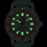 Zodiac Super Seawolf Ceramic COSC Automatic Dive Watch with Green Dial #ZO9592 lume