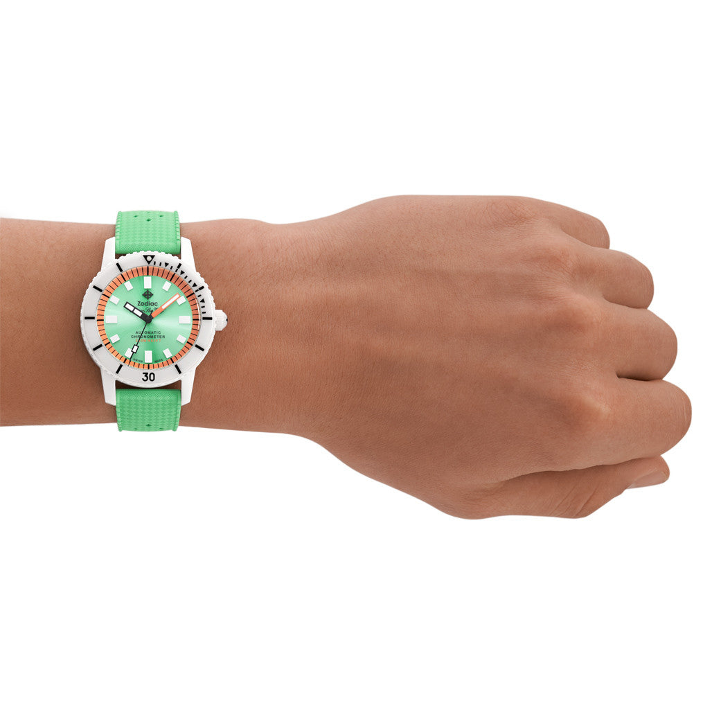 Zodiac Super Seawolf Ceramic COSC Automatic Dive Watch with Green