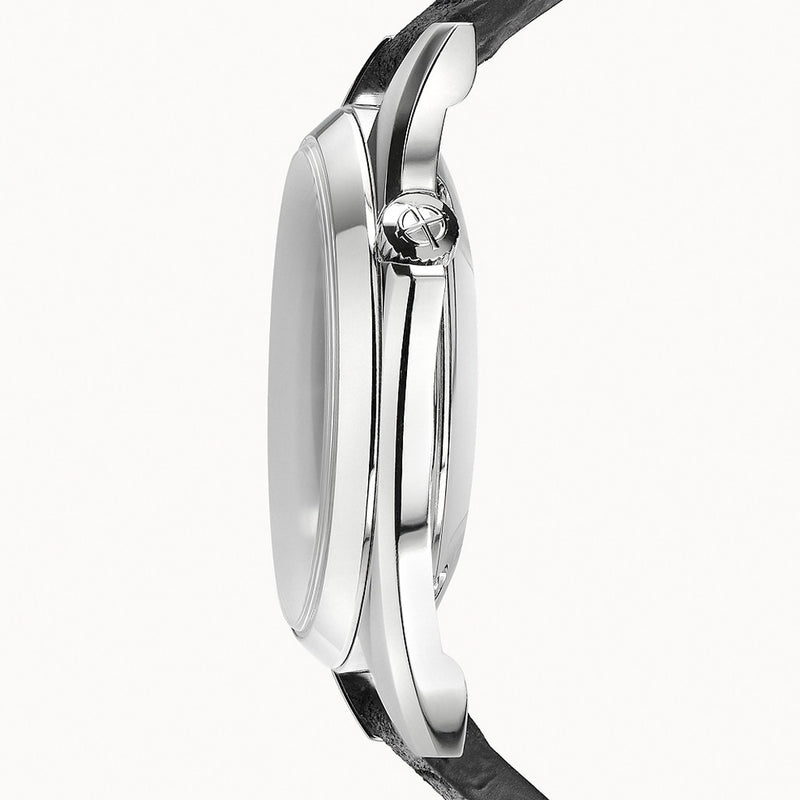 Zodiac Olympos Automatic Black Leather Watch #ZO9700 crown