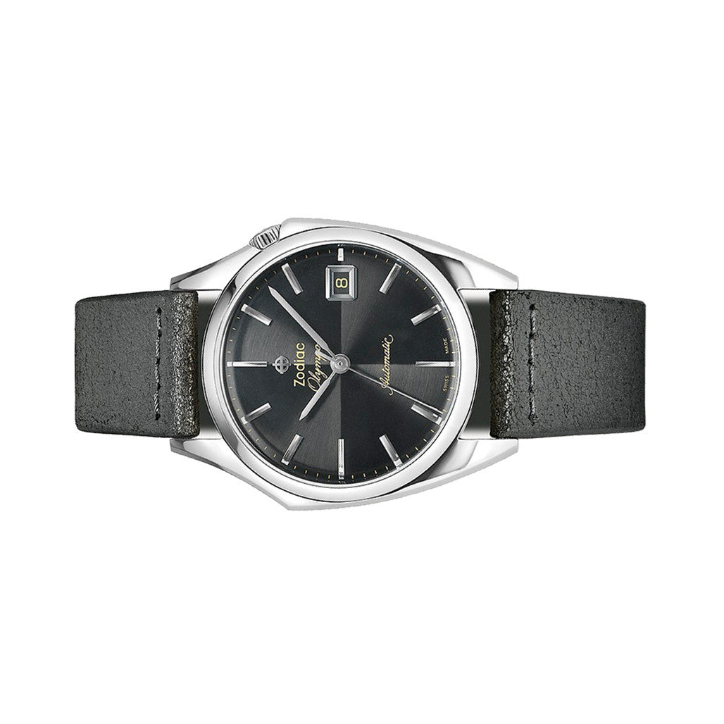 Zodiac Olympos Automatic Black Leather Watch #ZO9700 — Long Island