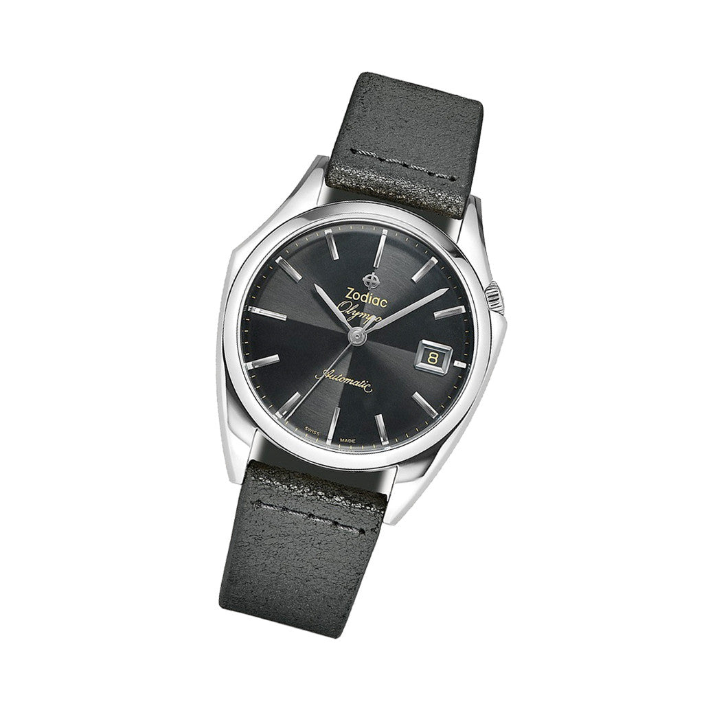 Zodiac Olympos Automatic Black Leather Watch #ZO9700 — Long Island