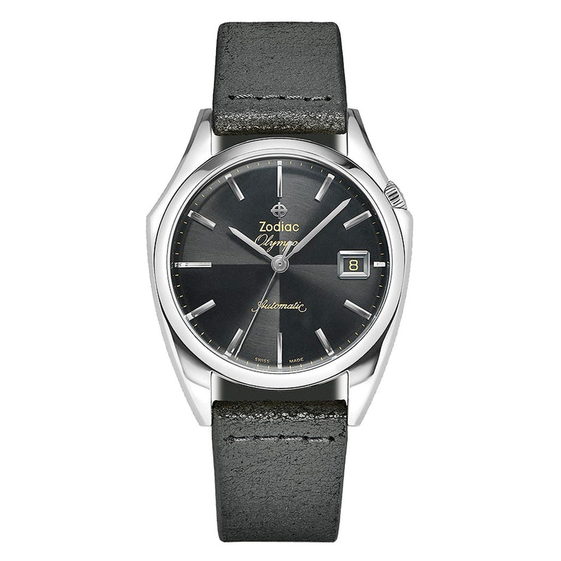 Zodiac Olympos Automatic Black Leather Watch #ZO9700 zoom