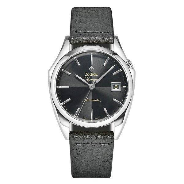 Zodiac Olympos Automatic Black Leather Watch #ZO9700 — Long Island