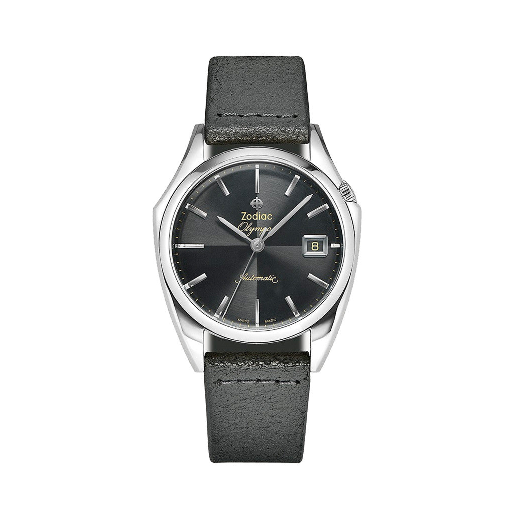 Zodiac Olympos Automatic Black Leather Watch #ZO9700 — Long Island