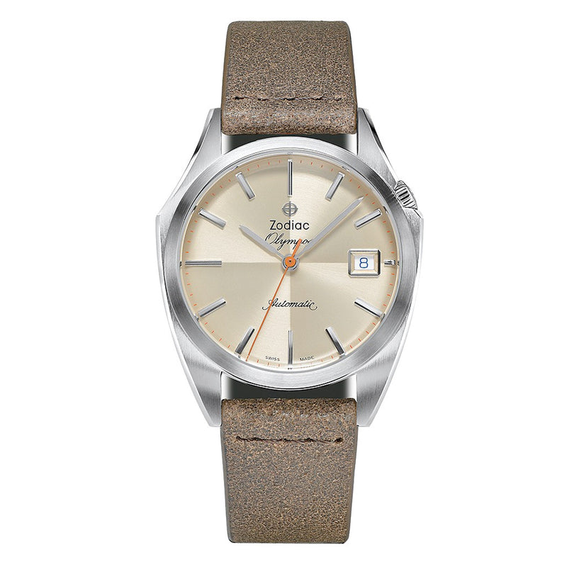 Zodiac Olympos Automatic Brown Leather Watch #ZO9702 zoom