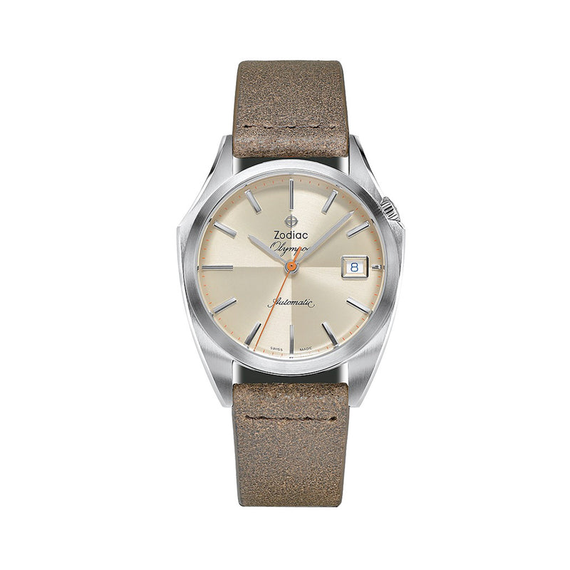 Zodiac Olympos Automatic Brown Leather Watch #ZO9702