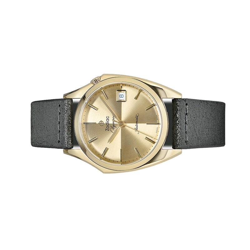 Zodiac Olympos Automatic Black Leather Watch #ZO9703 side