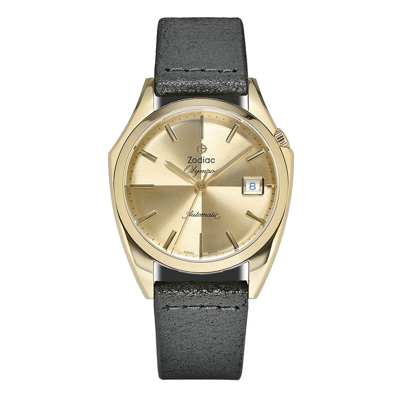 Zodiac Olympos Automatic Black Leather Watch #ZO9703 zoom