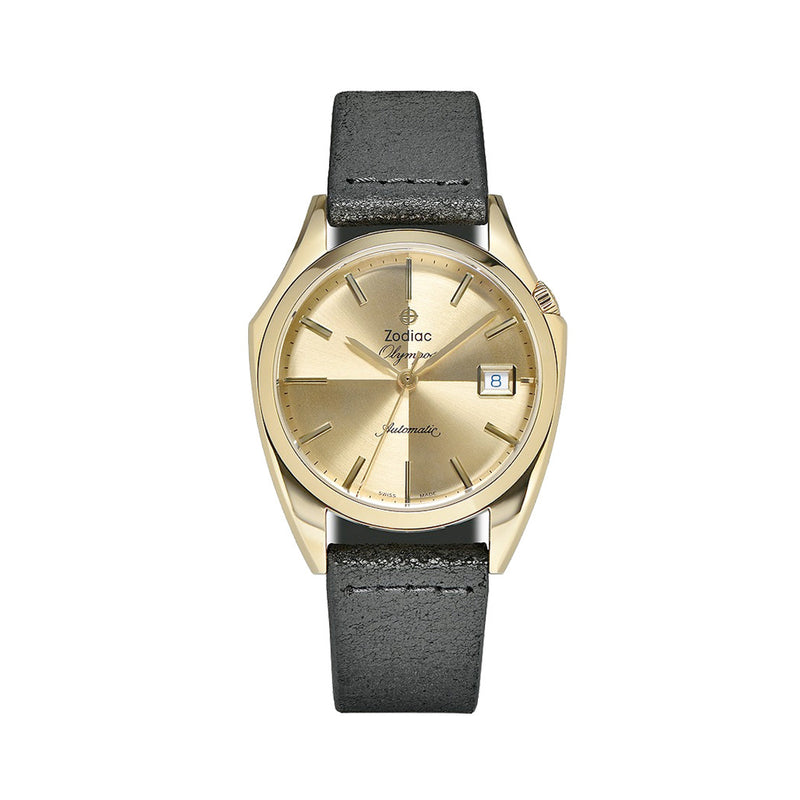Zodiac Olympos Automatic Black Leather Watch #ZO9703