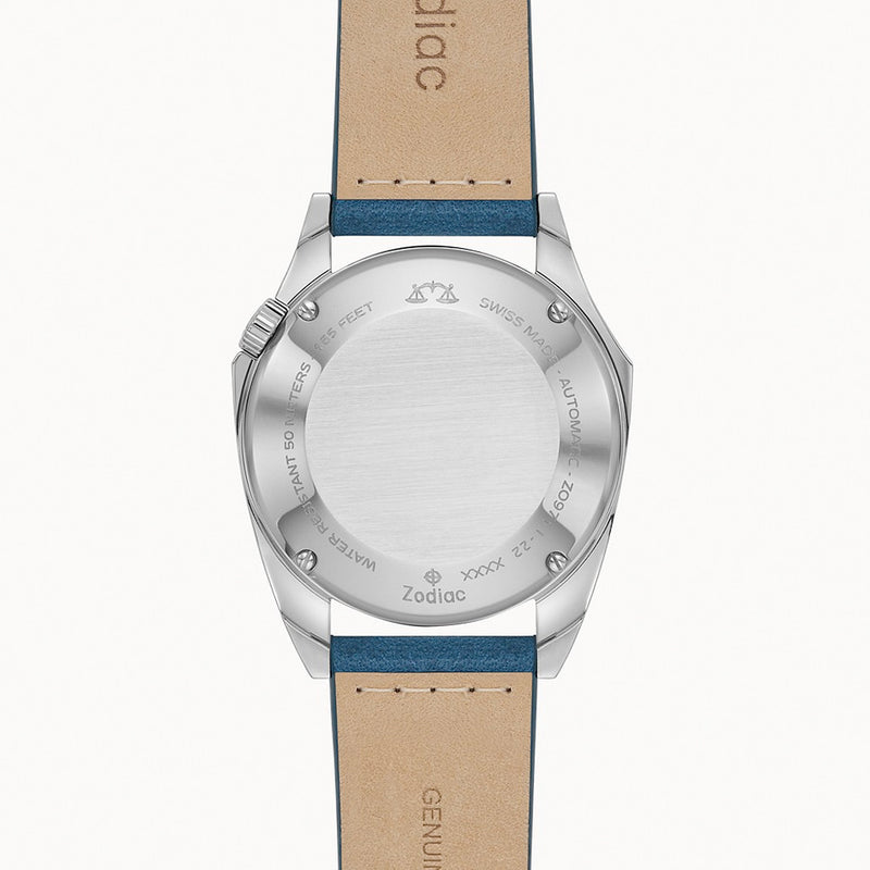 Zodiac Olympos Automatic Blue Leather Watch #ZO9711
back