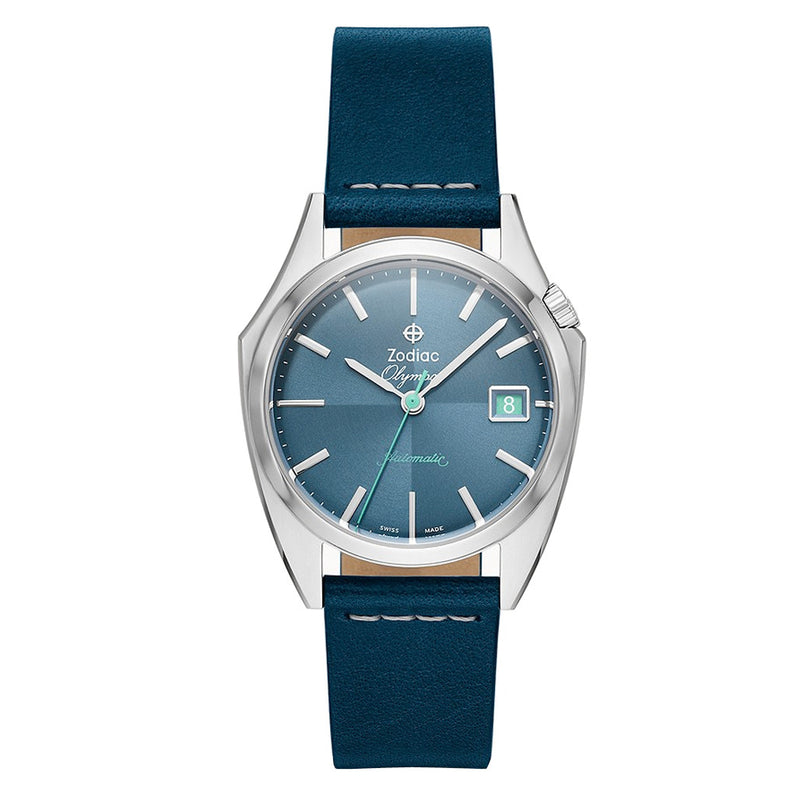Zodiac Olympos Automatic Blue Leather Watch #ZO9711 zoom