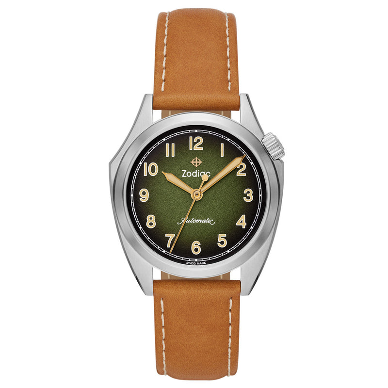 Zodiac Olympos Automatic Watch with Textured Green Dial #ZO9713 zoom