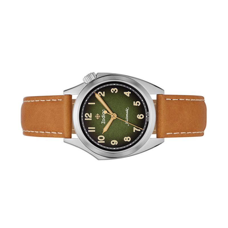 Zodiac Olympos Automatic Watch with Textured Green Dial #ZO9713 side