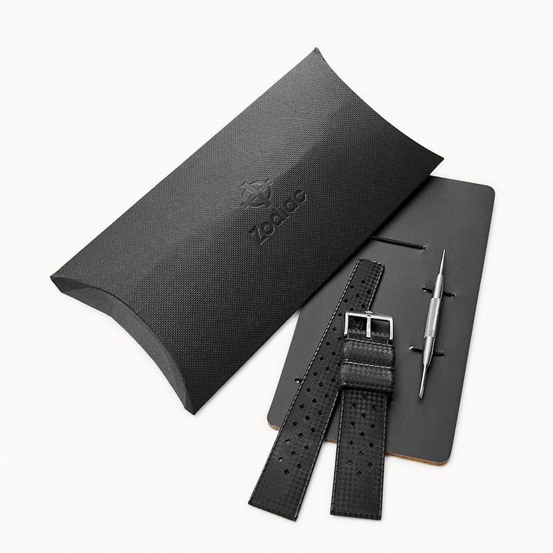 Zodiac OEM Black Rubber Strap Set (20mm) #ZOS1007 package