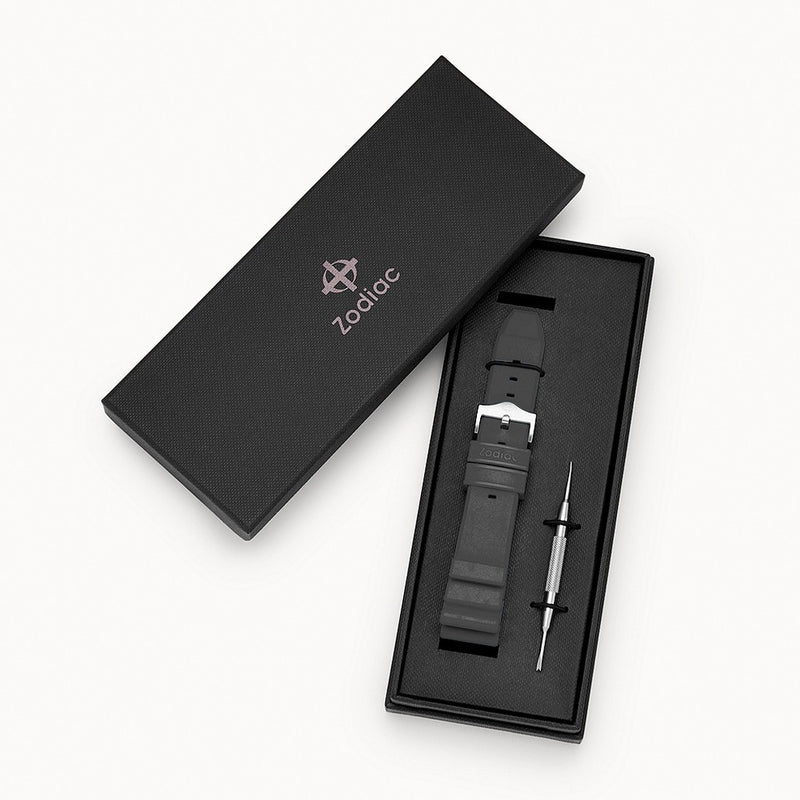 Zodiac OEM Black Accordion Rubber Strap Set (20mm) #ZOS1017 open package