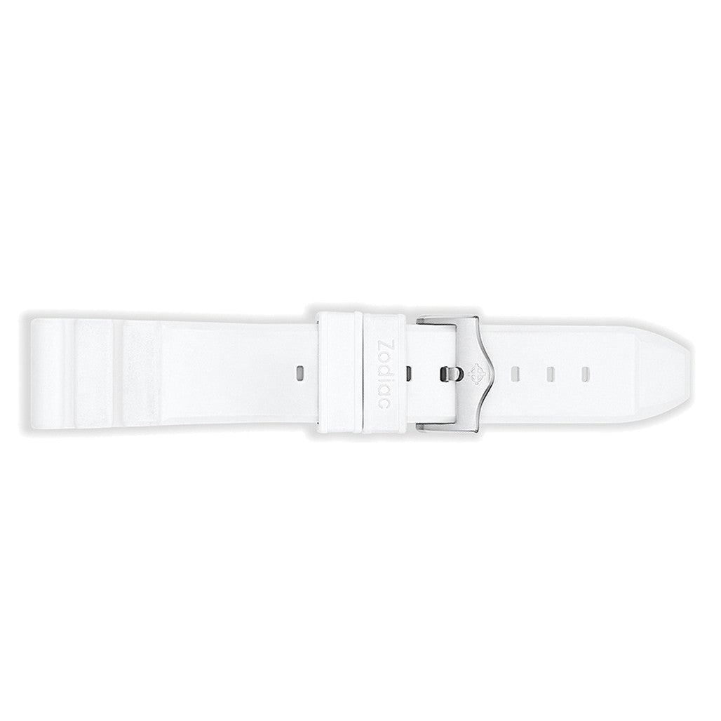 Zodiac ゾディアック　ホワイトレザー ストラップ Zodiac OEM White Accordion Rubber Strap Set (20mm) #ZOS1019 — Long