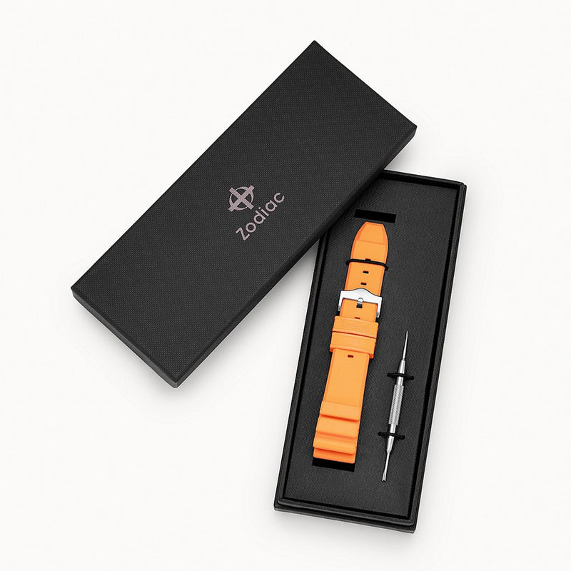 Zodiac OEM Orange Accordion Rubber Strap Set (20mm) #ZOS1020 open box