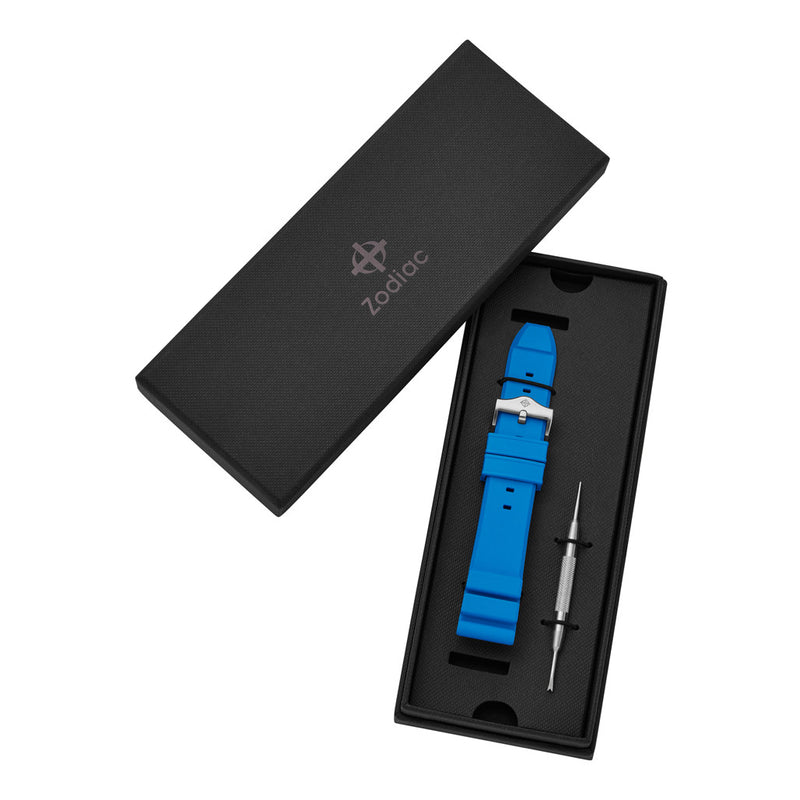 Zodiac OEM Blue Accordion Rubber Strap Set #ZOS1021 packaging