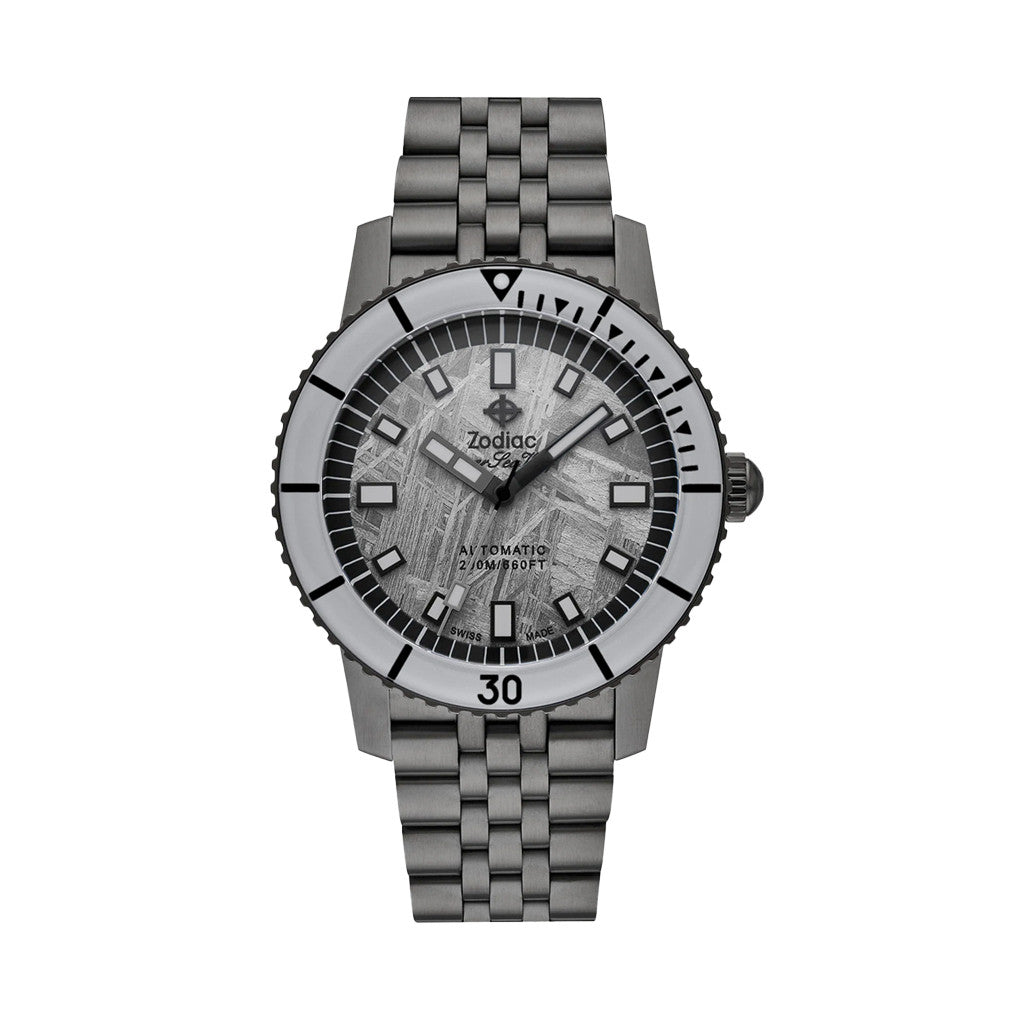 Zodiac Super Sea Wolf Gun Metal Watch with Meteorite Dial #ZO9292