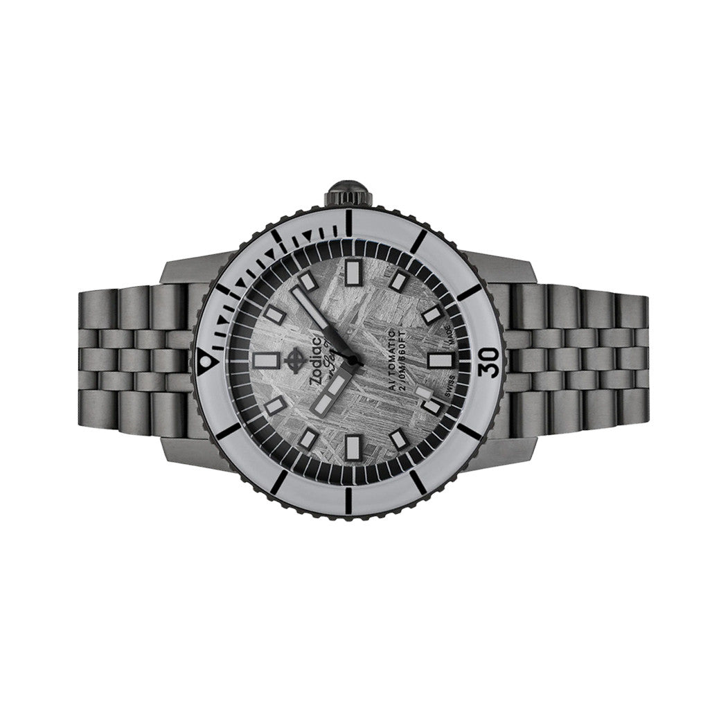 Zodiac Super Sea Wolf Gun Metal Watch with Meteorite Dial #ZO9292