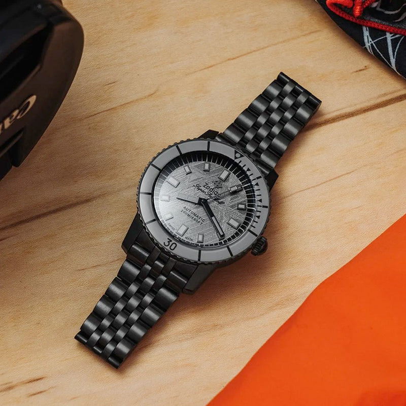 Zodiac Super Sea Wolf Gun Metal Watch with Meteorite Dial #ZO9292