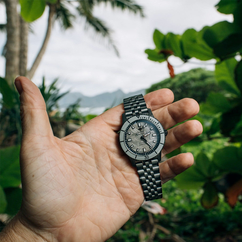 Zodiac Super Sea Wolf Gun Metal Watch with Meteorite Dial #ZO9292