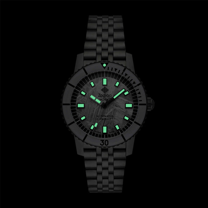 Zodiac Super Sea Wolf Gun Metal Watch with Meteorite Dial #ZO9292