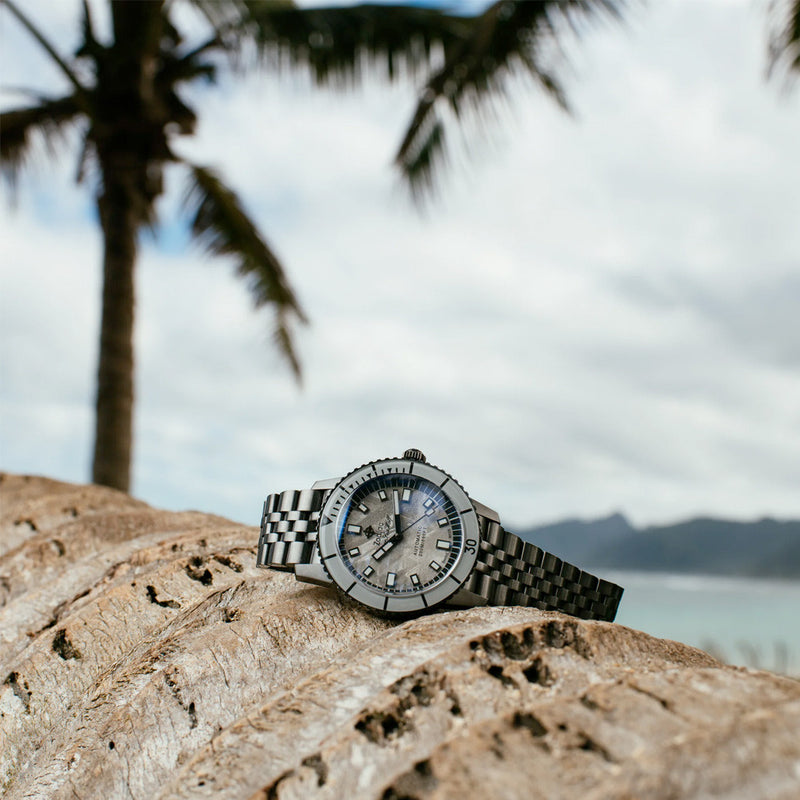 Zodiac Super Sea Wolf Gun Metal Watch with Meteorite Dial #ZO9292