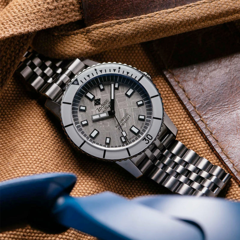 Zodiac Super Sea Wolf Gun Metal Watch with Meteorite Dial #ZO9292