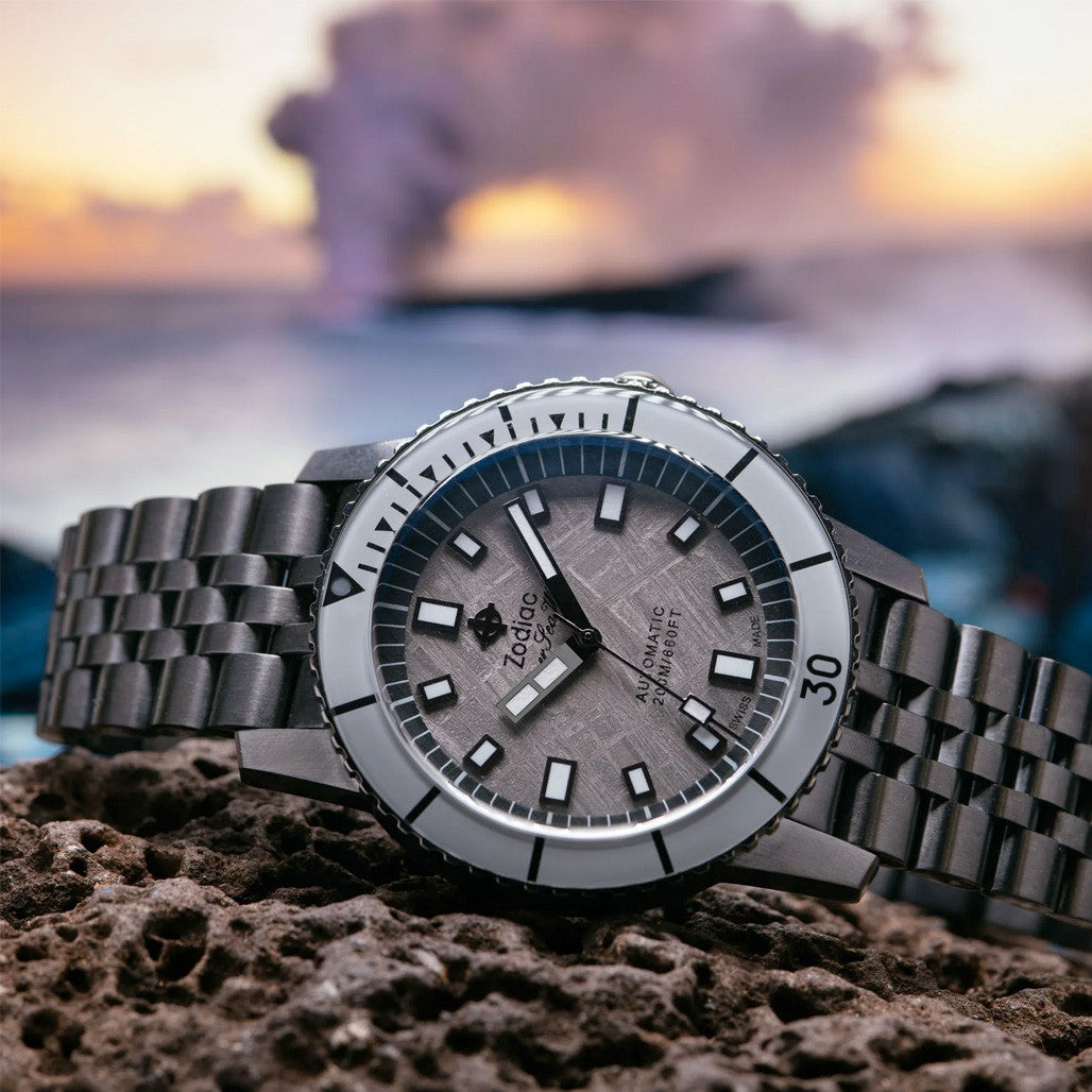 Zodiac Super Sea Wolf Gun Metal Watch with Meteorite Dial #ZO9292