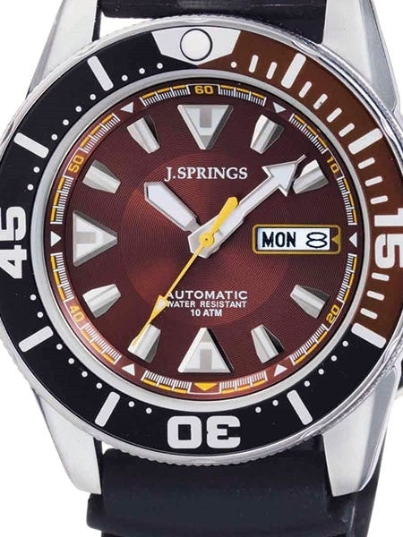 J. Springs Automatic 21-Jewel Sport Dive Watch with Day and Date, Brown Dial #BEB091