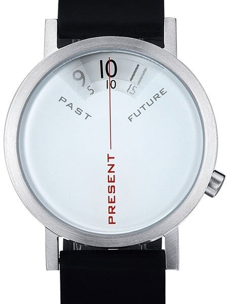 Projects 40mm Past, Present and Future Quartz Watch with Leather Strap  #7214L-40