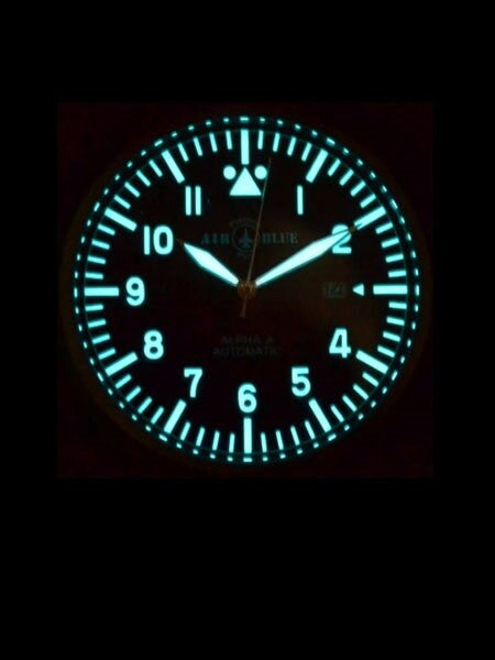 Air Blue Alpha-A Automatic Pilot Watch with 41mm Case, Sapphire Crystal #ALPHAASS41