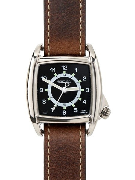 Bertucci C-1T Lusso Tank Style Field Watch with Titanium Case and Horween HP Leather Strap #16018