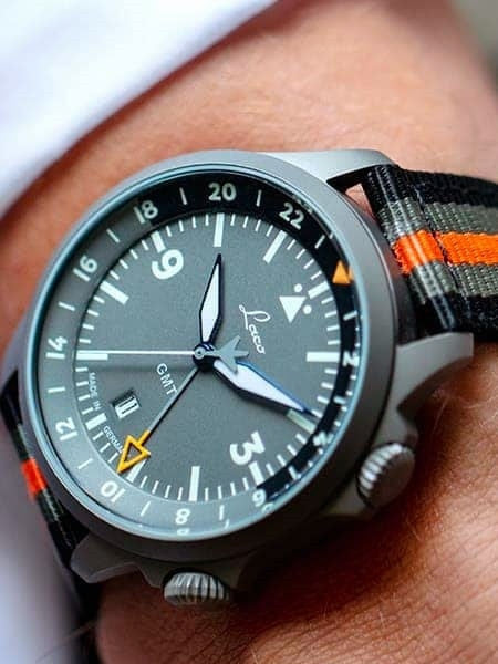 Laco Frankfurt Swiss Automatic GMT Dual-Time Pilot Watch with Double-Dome AR Sapphire Crystal #862120