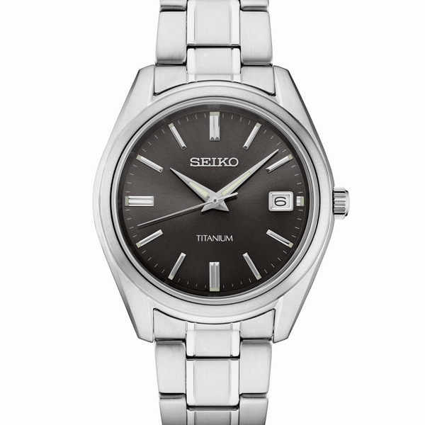 Seiko 40mm Titanium Quartz Watch with Sapphire Crystal and