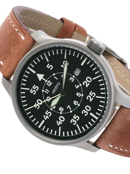 Aristo 3H80 42mm Quartz Pilot's Watch with Sandblasted Case