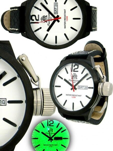 Tauchmeister T0178 XL Black Military Dive Watch with Luminous Dial
