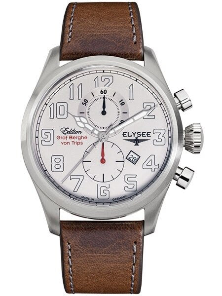 Elysee 46mm Kerpen Quartz Chronograph Watch with 60-minute Stopwatch and Sapphire Crystal #38007