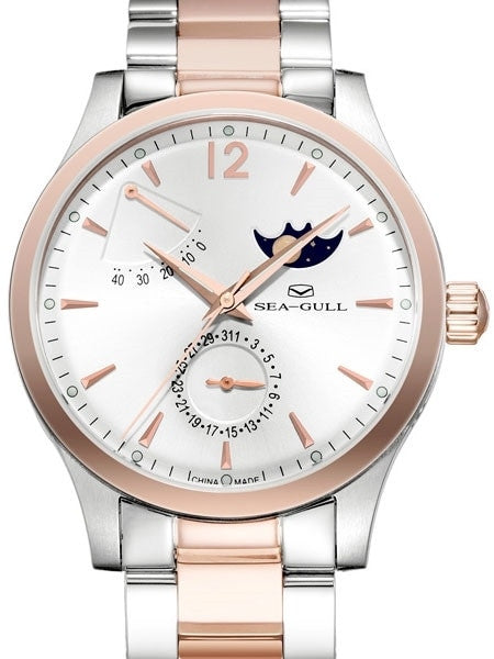 Sea-Gull 41mm Automatic Dress Watch with Power Reserve, Moonphase #217.423