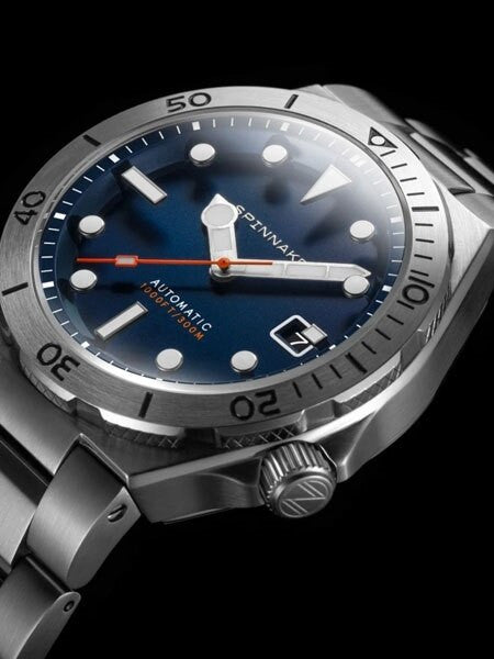 Spinnaker Boettger 300 Meter Hi-Beat Automatic Dive Watch with Stainless Steel Unique Blue Dial #SP-5083-22