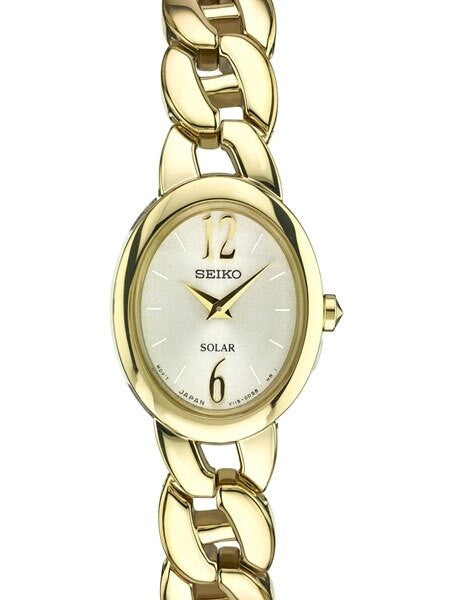 Seiko Ladies Solar Dress Watch with Goldtone Hands and Markers #SUP338