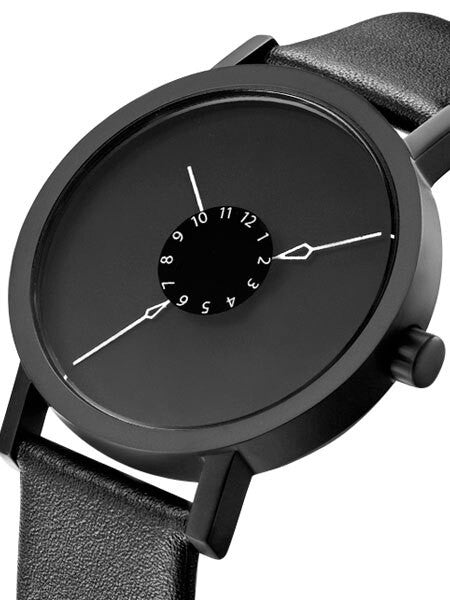 Projects 40mm Black Nadir Quartz Watch with Matching Leather Strap #7265