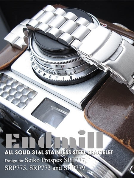 Strapcode 22mm Endmill 316L Stainless Steel Watch Bracelet for Seiko New Turtles SRP777 & PADI SRPA21 Diver #SS221803B045